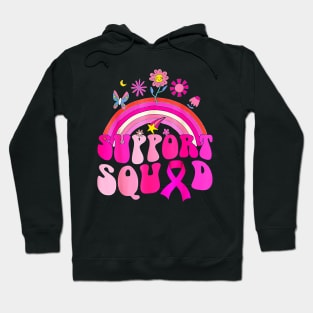 Groovy Rainbow Support Squad Pink Breast Cancer Awareness Hoodie